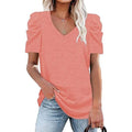 Women's Oversized Puff Sleeve V-Neck T Shirts