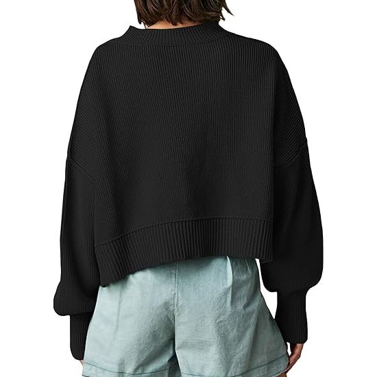Women's Loose Solid Color Ribbed Sweater